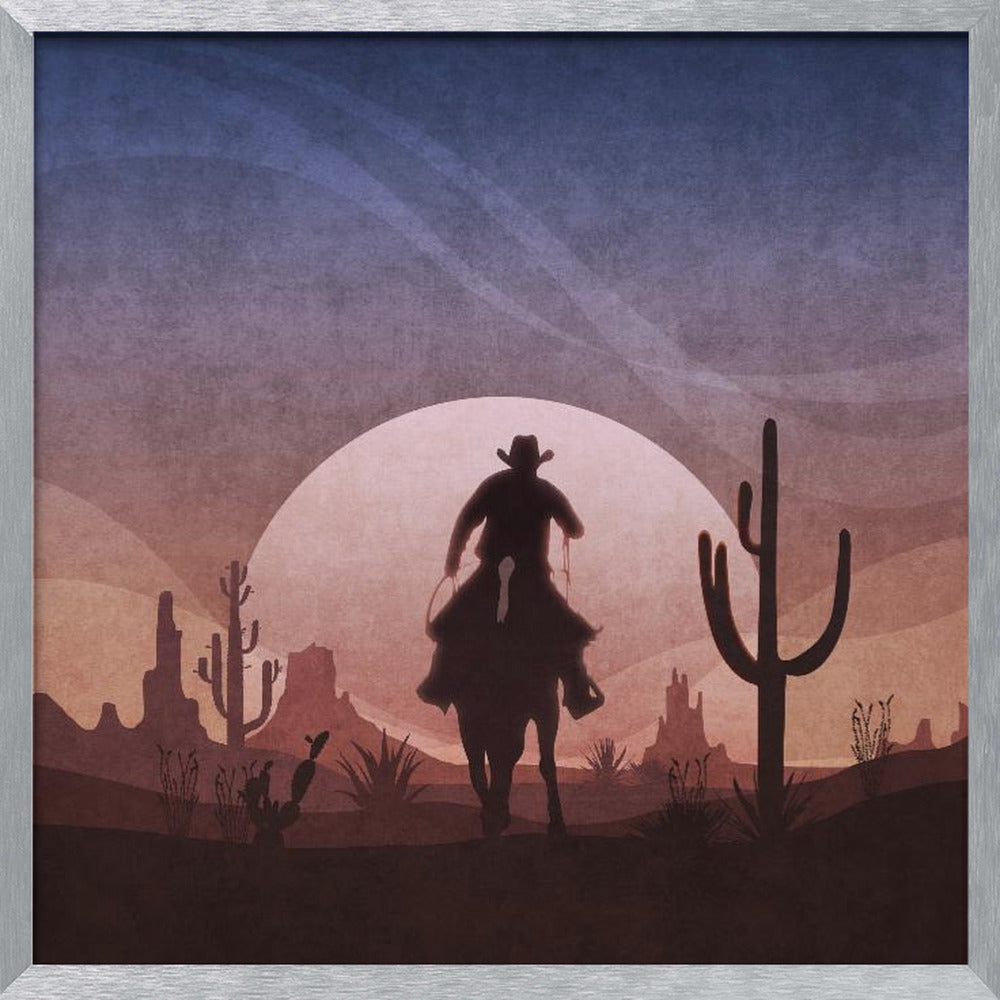 Cowboy Sunset Poster