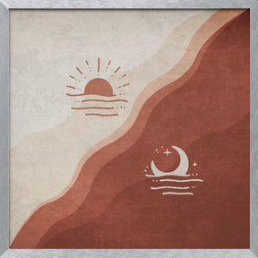 Moon and Sun Terracotta Poster