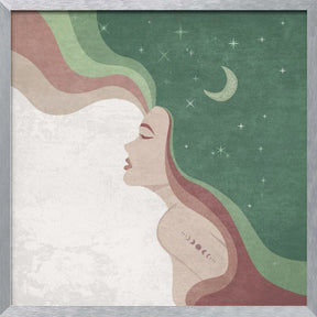 Moon Lady Green Poster