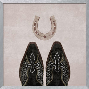 Cowboy Boots and Horseshoe Poster