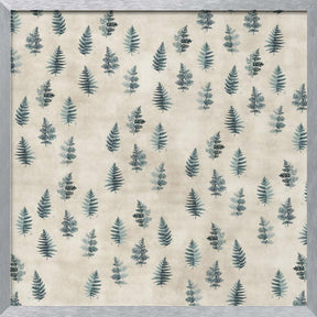 Teal watercolor ferns placed pattern Poster