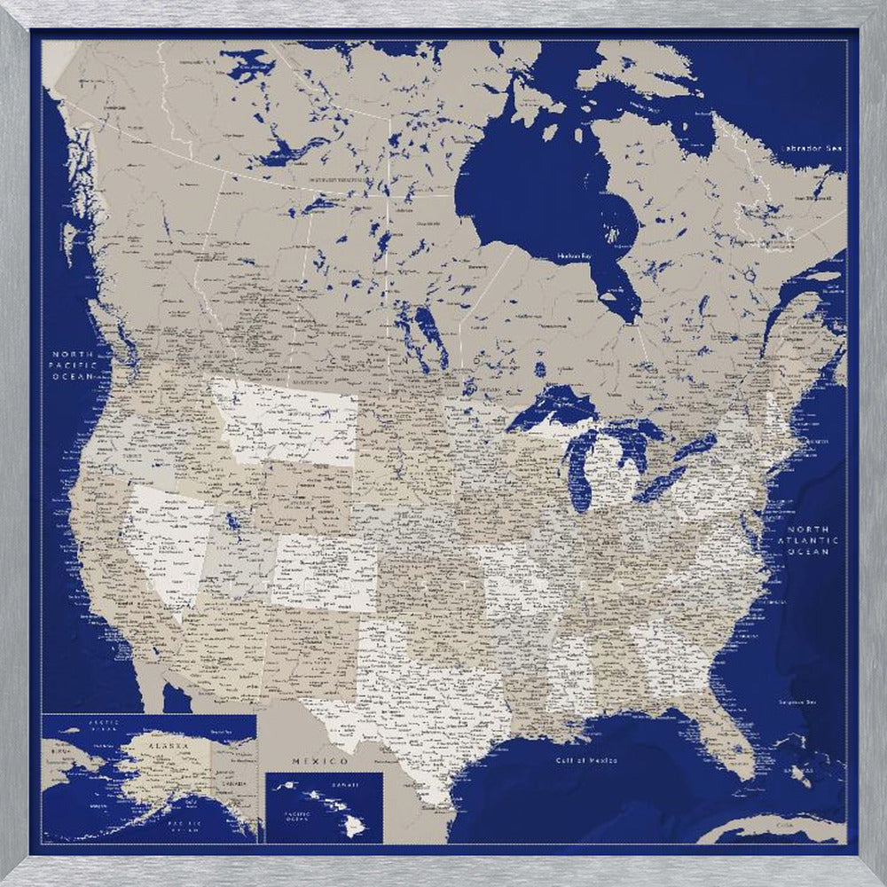 Highly detailed map of the United States, Kameryn Poster