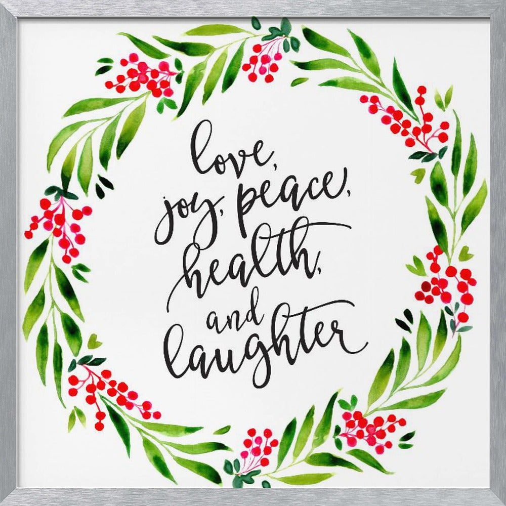 Watercolor wreath with holiday wishes Poster