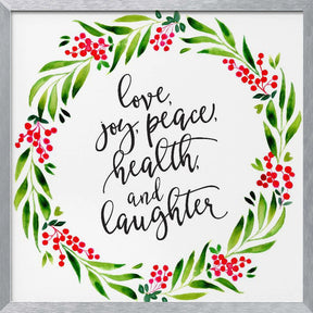 Watercolor wreath with holiday wishes Poster