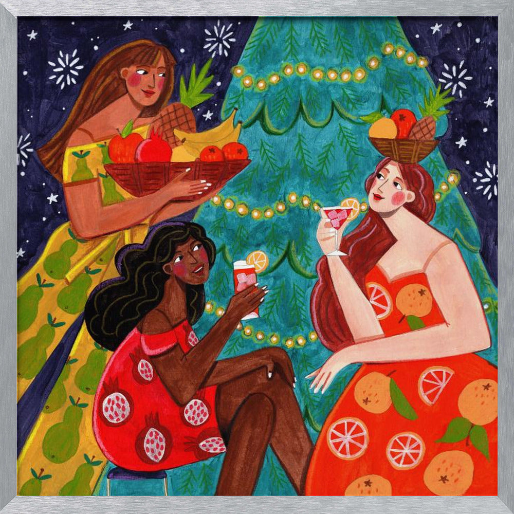 Festive Christmas fruit women Poster