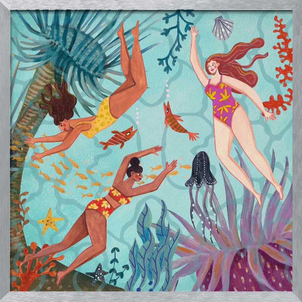 Swimming in the Ocean Poster