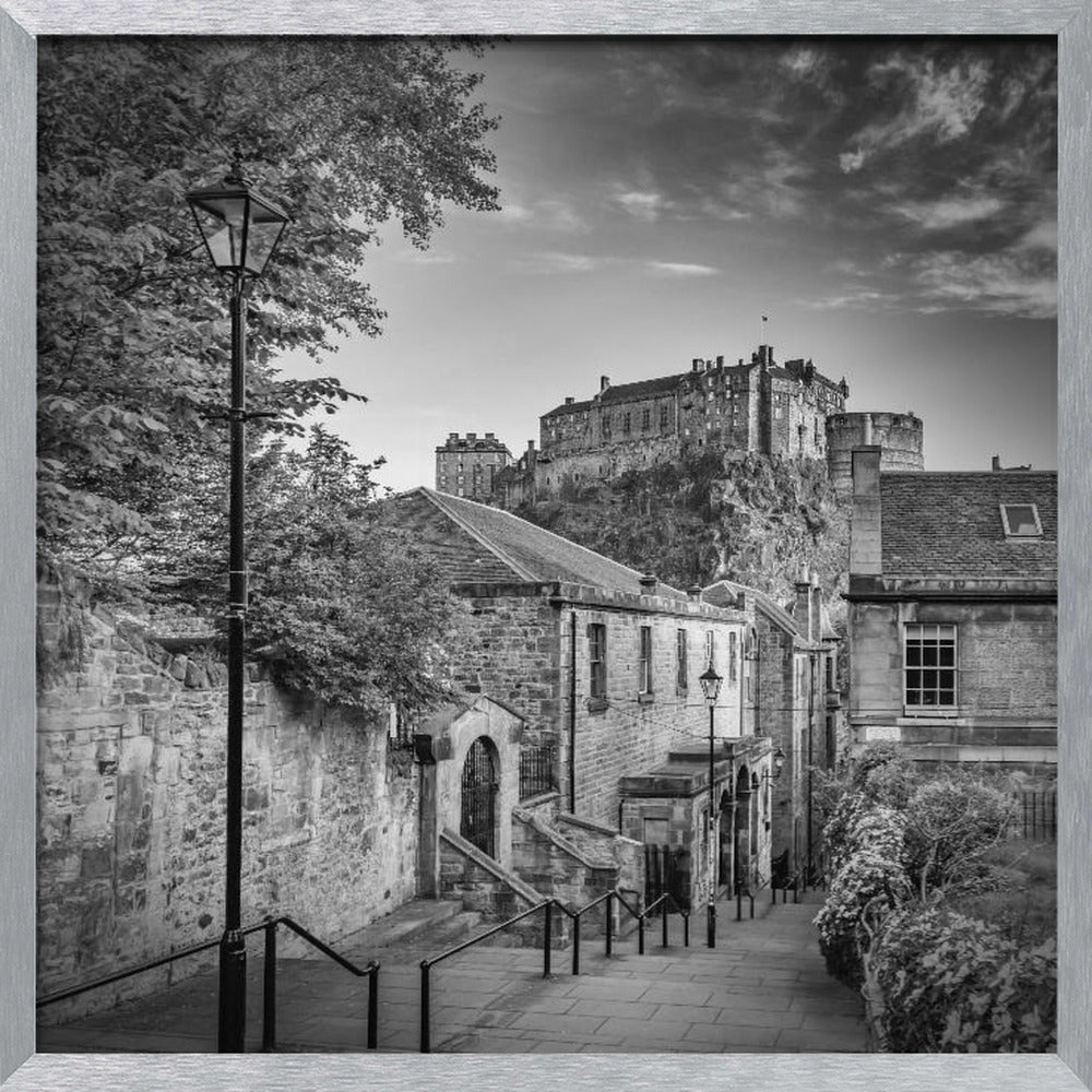 The Vennel in Edinburgh - Monochrome Poster