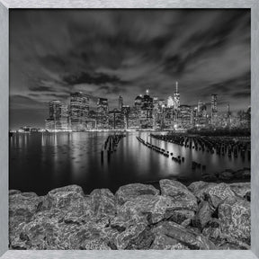 MANHATTAN SKYLINE Evening Atmosphere in New York City - Monochrome Poster