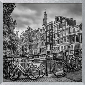 AMSTERDAM Flower Canal black &amp; white Poster