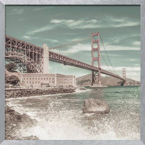 GOLDEN GATE BRIDGE Coastline Impression | urban vintage style Poster