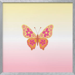 Colorful floral butterfly Poster