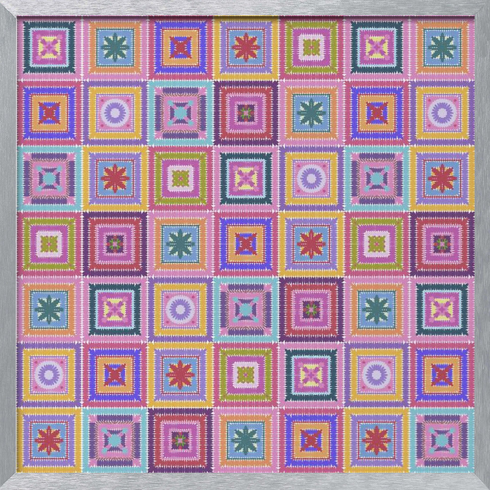 Colorful digital grandma squares I Poster