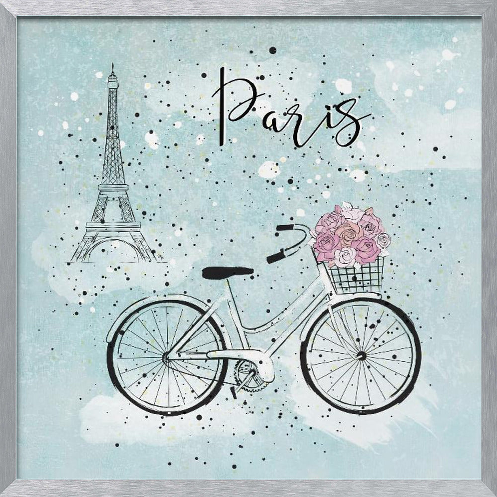 Blue Paris Bike Poster