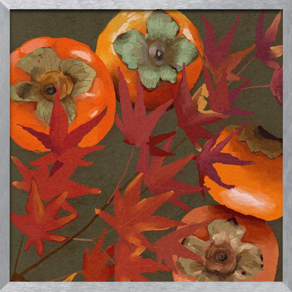 Persimmons and Maple Branch Poster