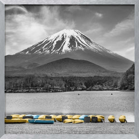 Charming Lake Shoji with majestic Mount Fuji - colorkey Poster