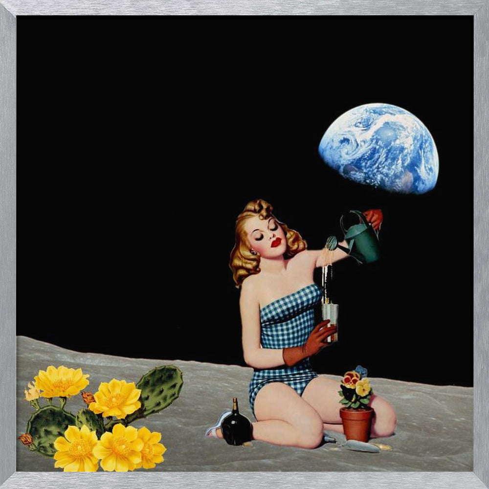 Let´s Plant the Moon - Surreal Collage Poster