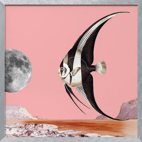 Plenty of Fish In the Sea Pink - Surreal Collage Poster