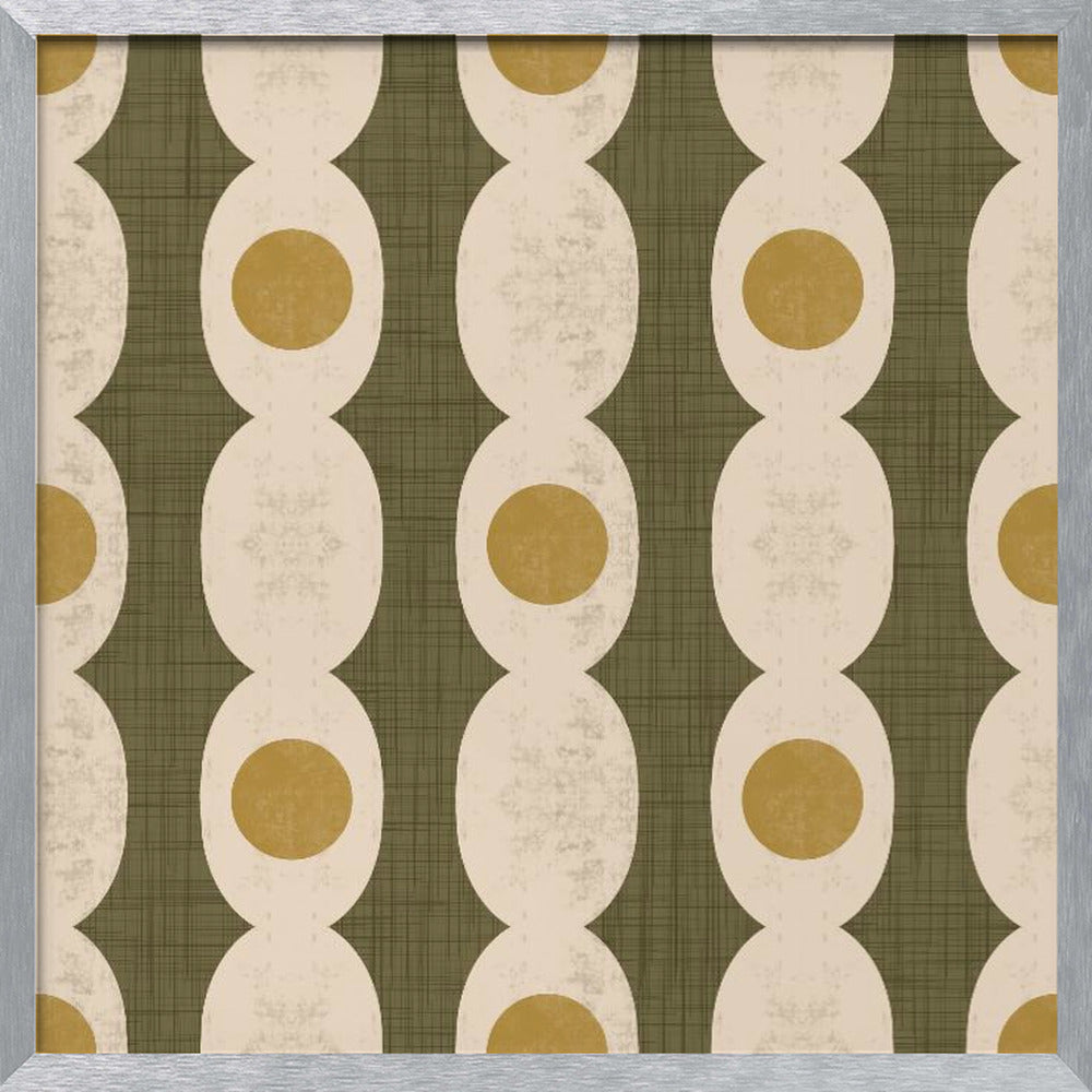 Retro Mod Geo Chain - Muted Olive - Mid Century Modern Poster