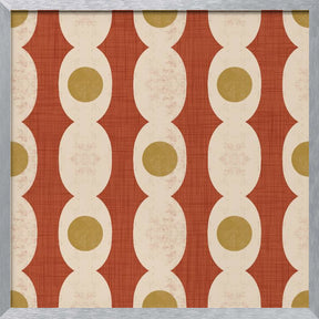 Retro Mod Geo Chain - Rust Red - Mid Century Modern Poster