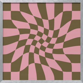 Twirly - Checkerboard - Pink and Brown Poster