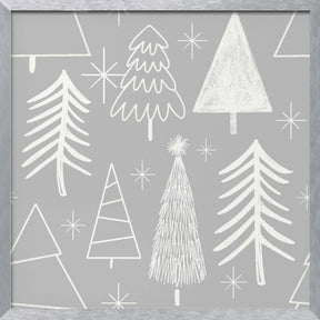 Christmas Tree Evergreen - Tree - Pine Tree Grey Poster