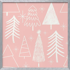 Christmas Tree Evergreen - Tree - Pine Tree Pink Poster