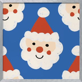 Santa Claus Retro Bold Blue Poster