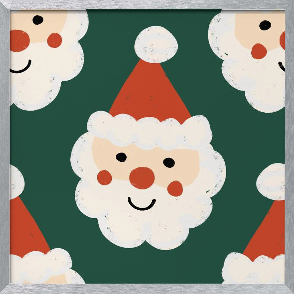 Santa Claus Retro Bold Green Poster