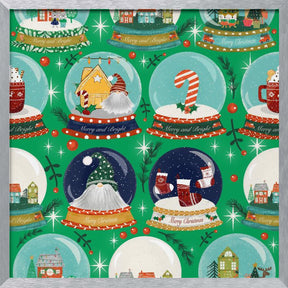 Christmas Snow Globe Green Poster