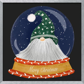 Christmas Santa Gnome Snow Globe - Merry Christmas Poster