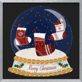 Christmas Stocking Snow Globe - Merry Christmas Poster