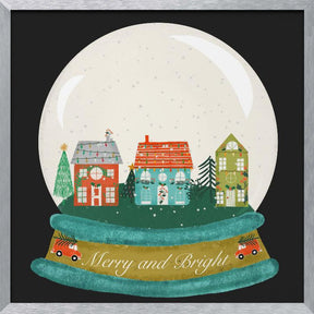 Christmas Village Snow Globe - Merry and Bright Poster