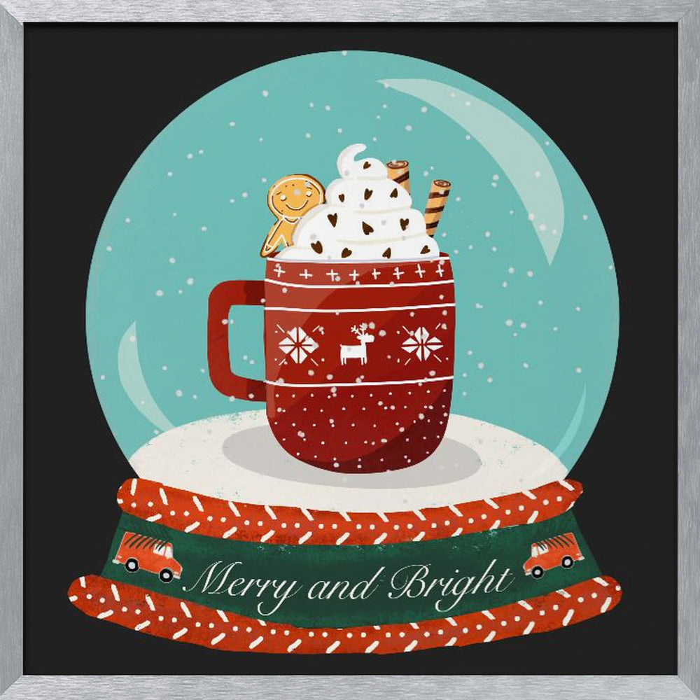 Hot Chocolate Snow Globe - Merry and Bright Poster