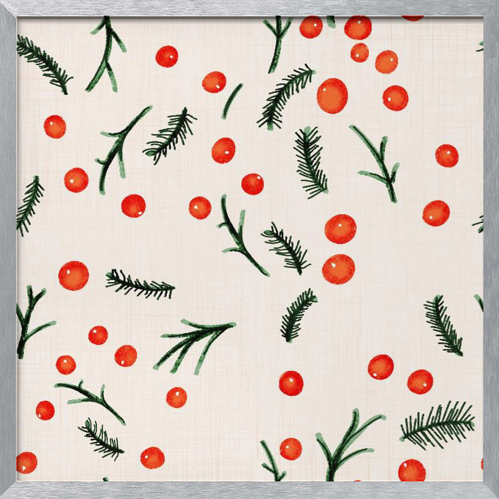 Holiday Branches &amp; Berries Beige Poster