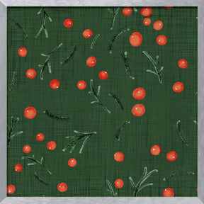 Holiday Branches &amp; Berries Green Poster