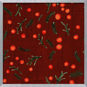 Holiday Branches &amp; Berries Burgundy Poster