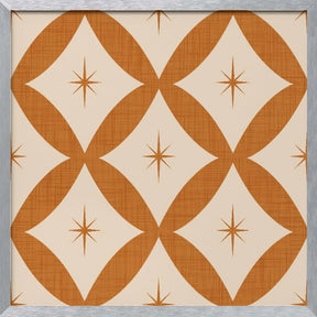 Atomic Star   Mid Century Starburst Mustard Brown Poster