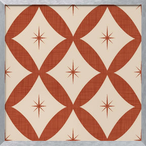 Atomic Star   Mid Century Starburst Rust Red Poster