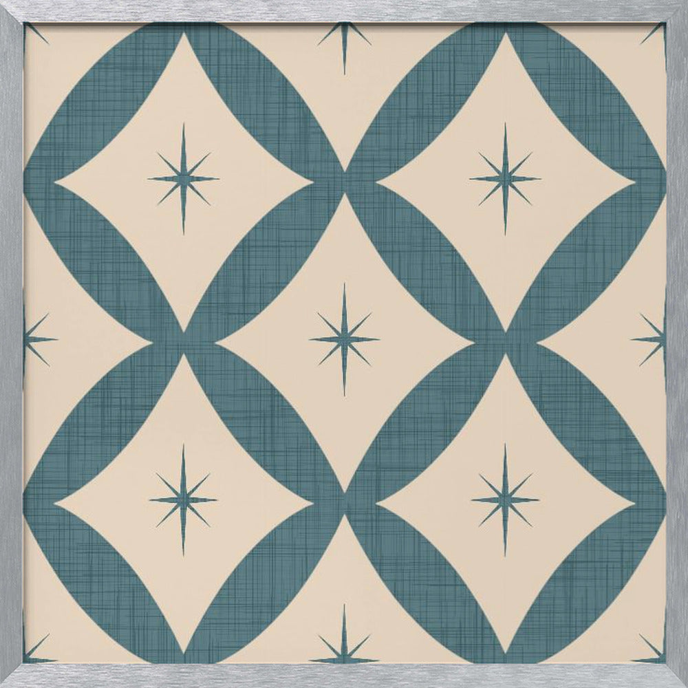 Atomic Star   Mid Century Starburst Slate Teal Poster