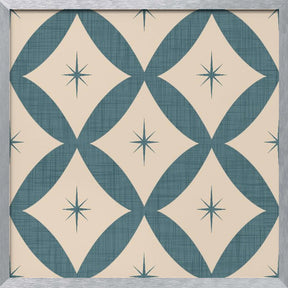 Atomic Star   Mid Century Starburst Slate Teal Poster