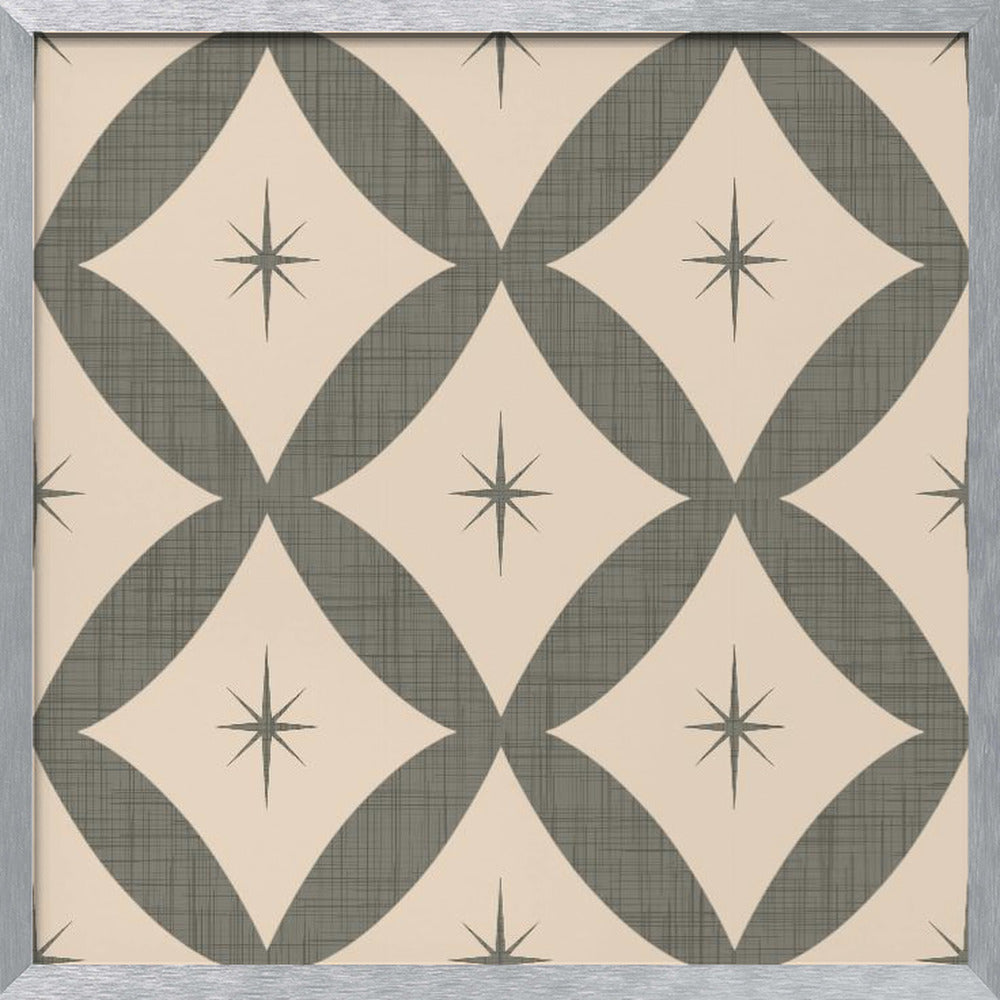 Atomic Star   Mid Century Starburst Taupe Poster