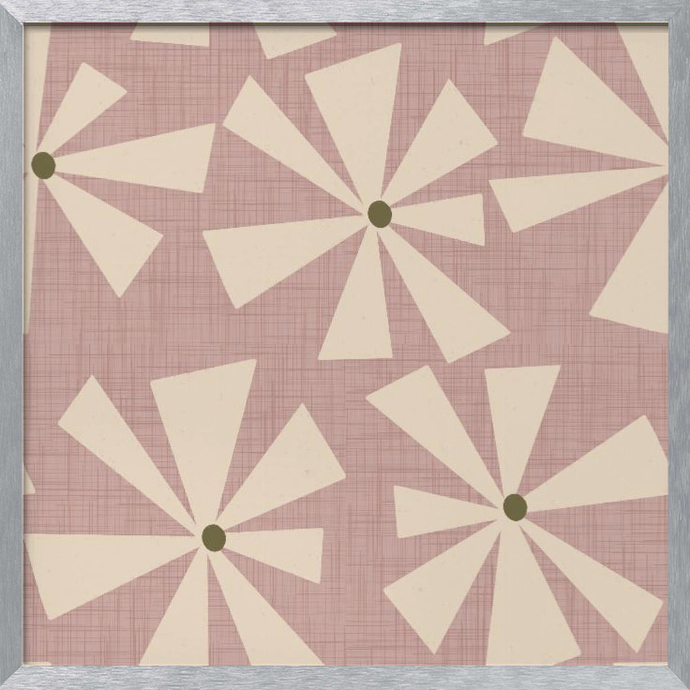 Geometric Floral Burst - Mid Century Flowers Mauve Poster