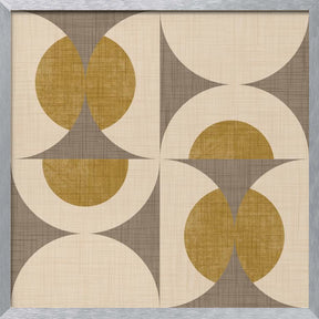 Retro Vintage Circle Fusion - Mid Century Orbs Taupe - 50s Geometric Poster