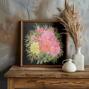 Colorful Nanette bouquet in black Poster