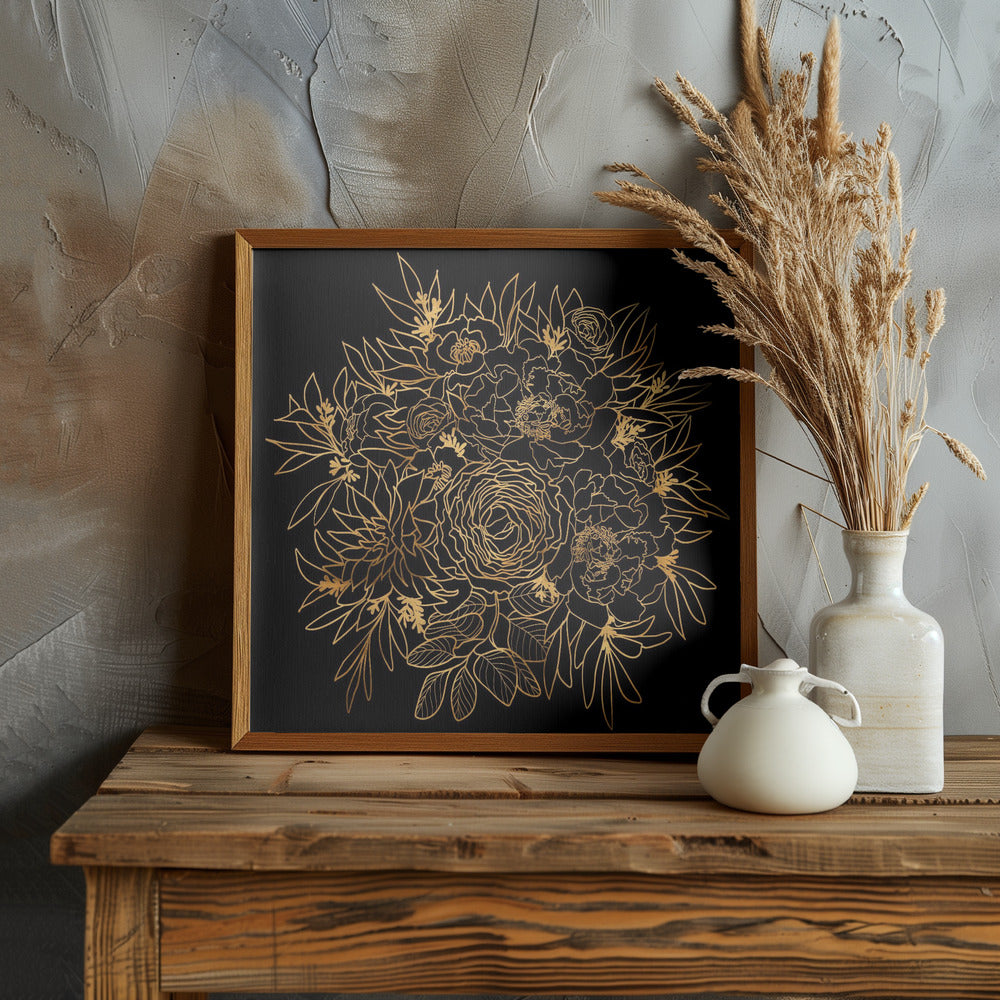 Nanette bouquet in gold and black Poster