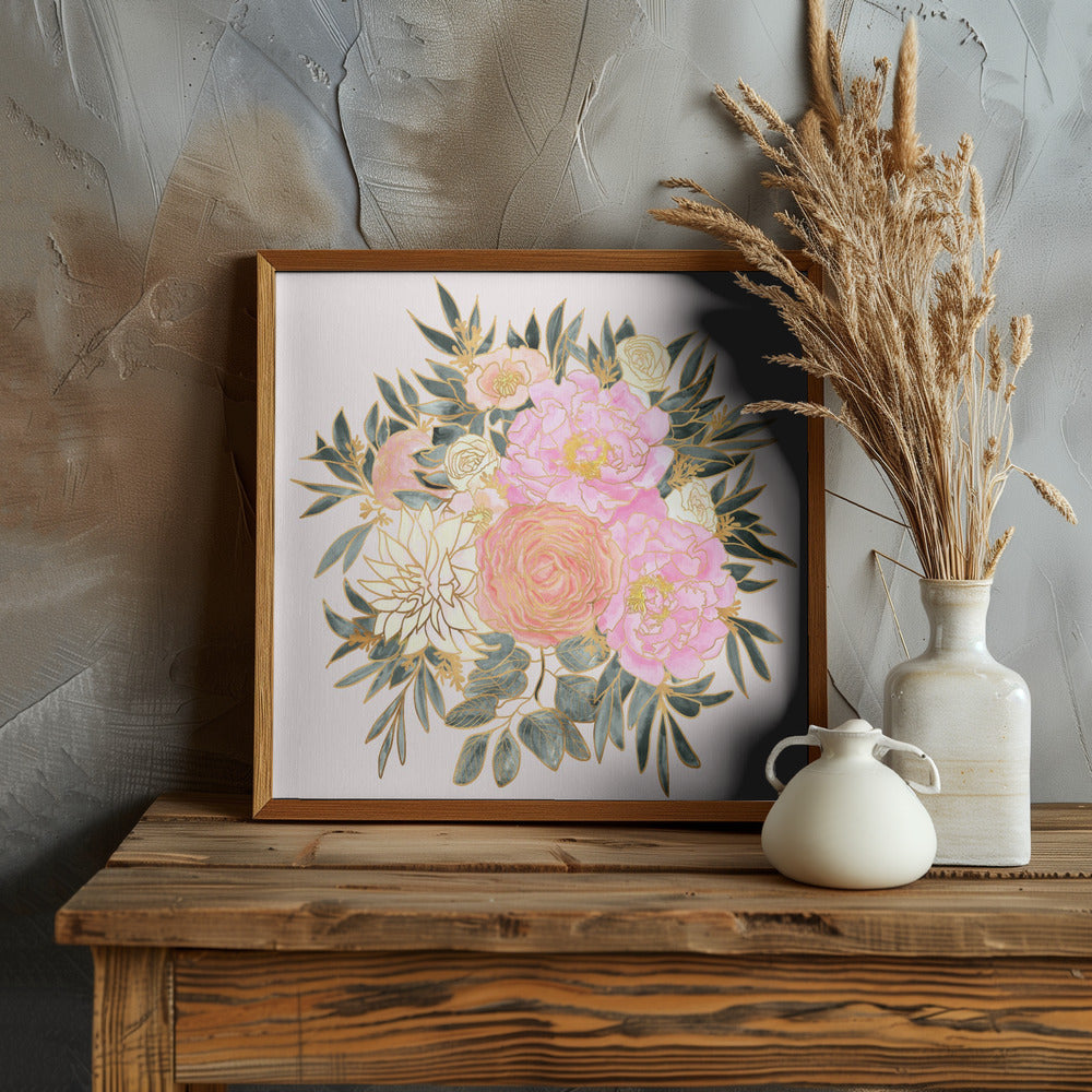 Nanette floral bouquet in pastels Poster