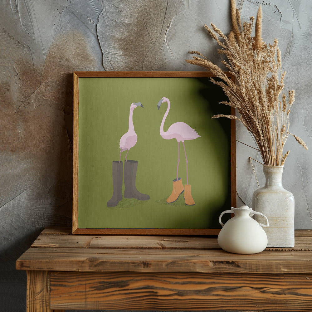 Fashion Flamingos Poster