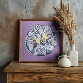 Oysters On a Plate Purple Poster