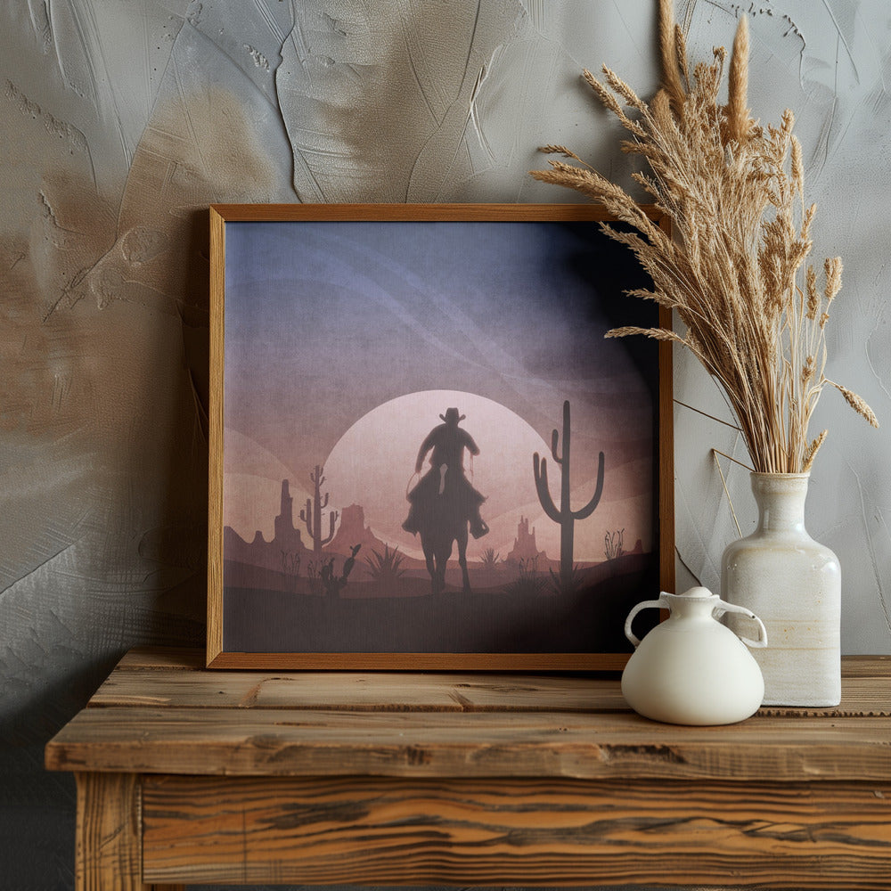Cowboy Sunset Poster
