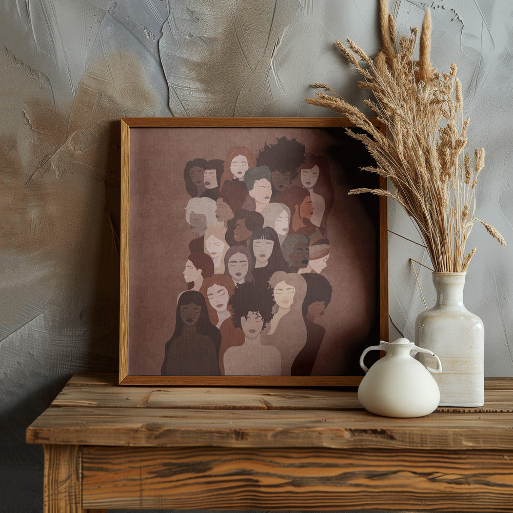 Absctract Terra Womens Faces Poster